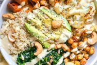 Roasted Sweet Potato, Cauliflower and Chickpea Buddha Bowls