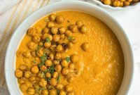 Velvet Pumpkin Soup with Crunchy Roasted Chickpeas