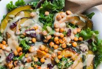 Roasted Acorn & Kale Salad with Maple Tahini