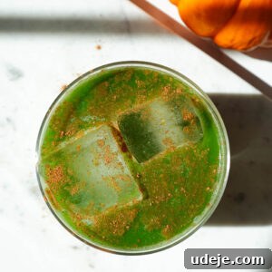 overhead shot of pumpkin spice matcha latte