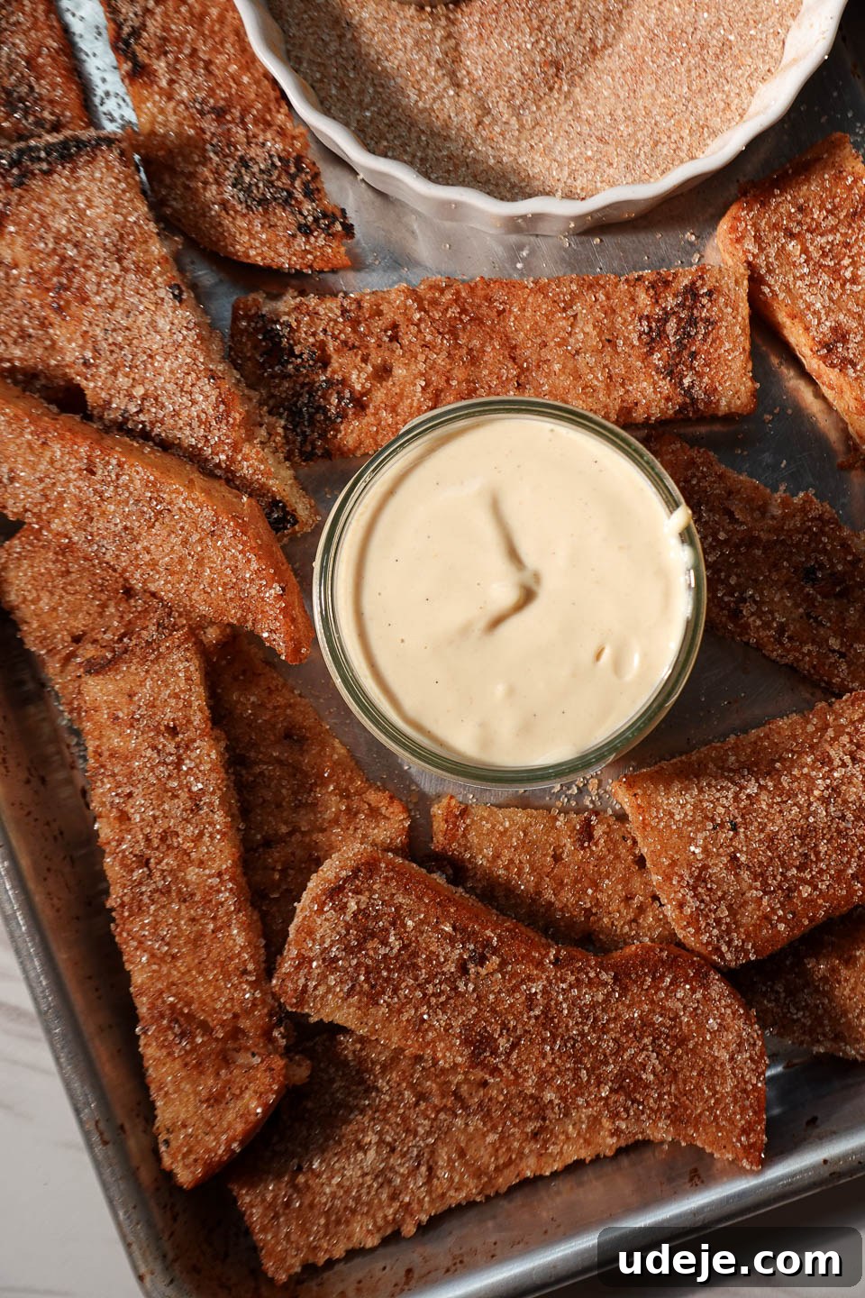 Spiced Vegan Gingerbread French Toast 7 Another view of the festive platter of vegan gingerbread French toast sticks, highlighting their uniform shape and delicious coating
