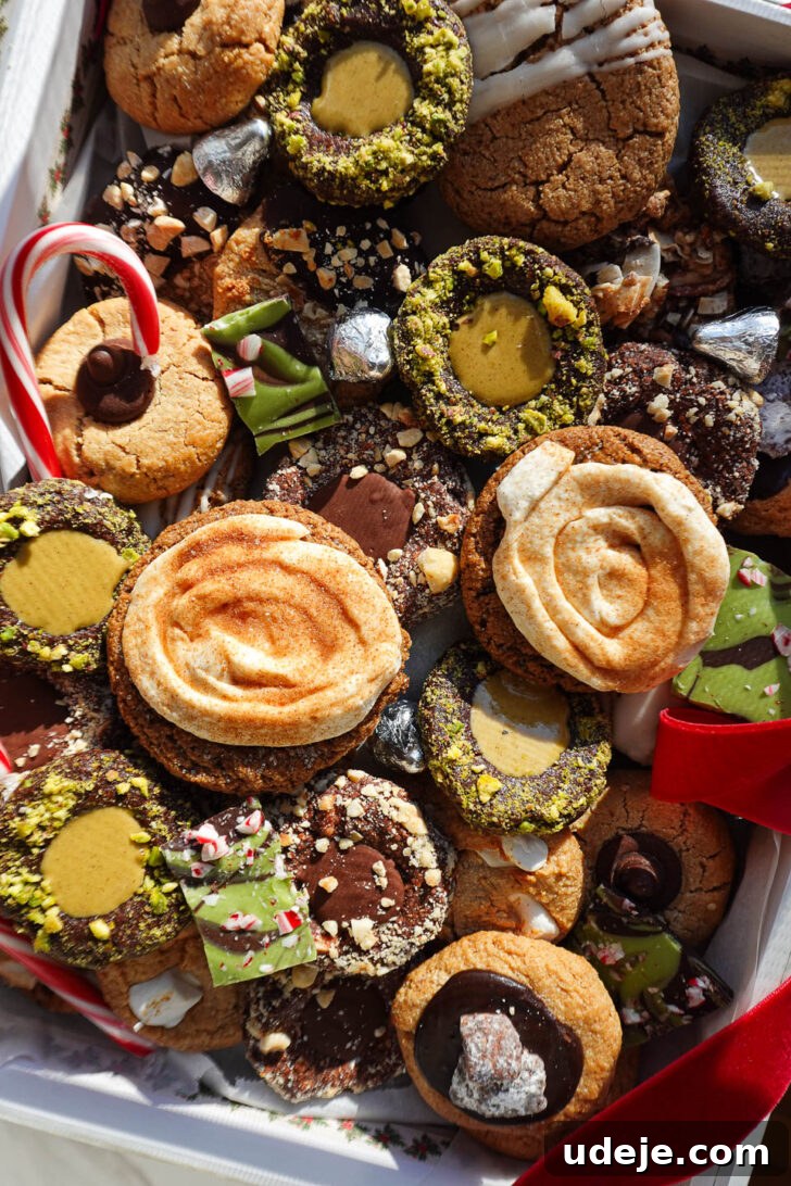 2025 Christmas Vegan Gluten Free Cookie Collection 3 A top-down view of the 2025 Christmas cookie box, showcasing a variety of vegan and gluten-free cookies arranged artfully.