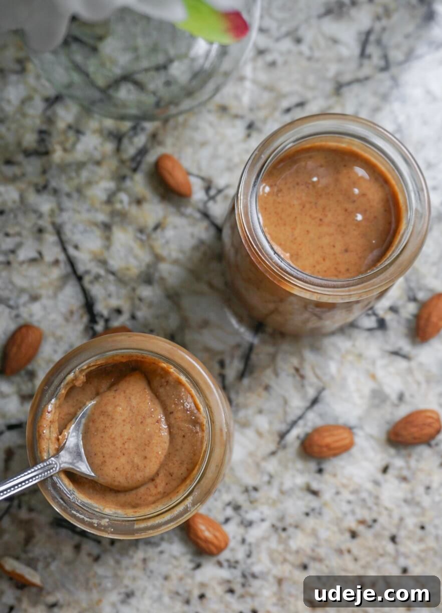 Homemade Almond Butter: Velvety Perfection 3 Simple, easy and delicious, this Homemade Almond Butter truly is the best! 4 ingredients and 20 minutes later you have the best Almond Butter ever!