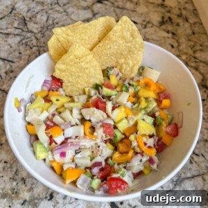 Close-up of freshly made Vegan Ceviche
