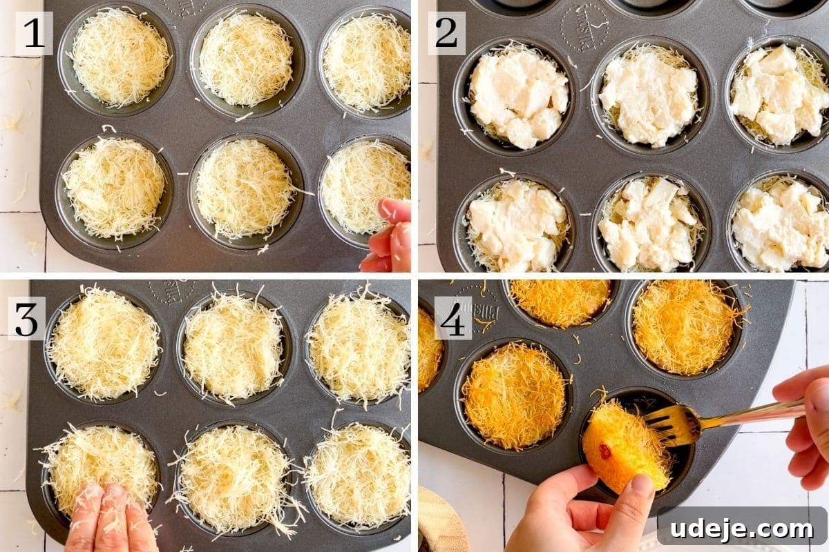 Mozzarella Kunafa Dream Made Simple 10 Mini kunafa cooked in a muffin tin