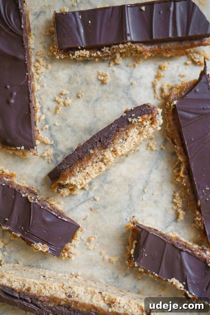Plant-Based Caramel Cookie Delight 2 These Vegan Twix Bars are no bake, gluten free, refined sugar free & taste like the real thing – without all the sugar! A healthier alternative to the classic candy bar, made with wholesome plant-based ingredients like dates and almond flour.