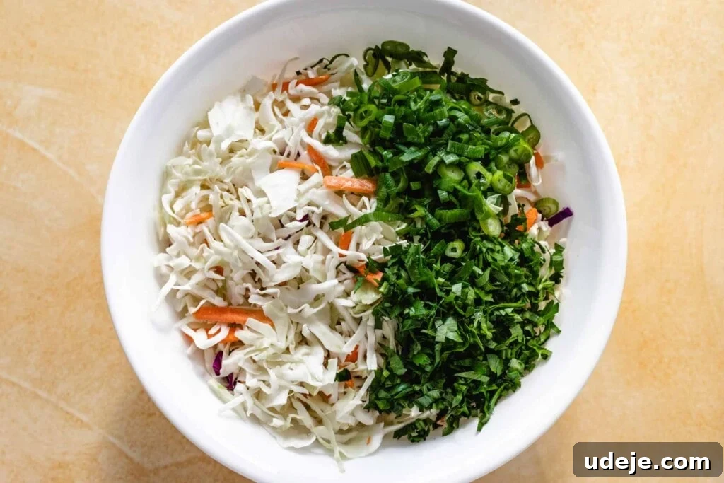 Refreshing Lebanese Cabbage Salad 4 Malfouf salad ingredients in a mixing bowl, prior to the dressing being added.