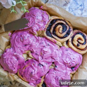 Vegan Blueberry Rolls with frosting