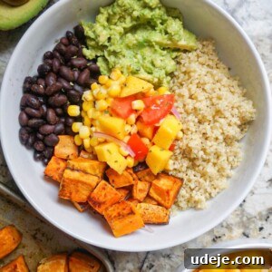 Sweet Potato Burrito Bowls with Mango Corn Salsa