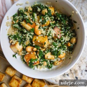 Plant-Powered Tofu, Spinach, and Chickpea Quinoa Bowl 6 Baked Tofu, Spinach & Chickpea Quinoa Bowl