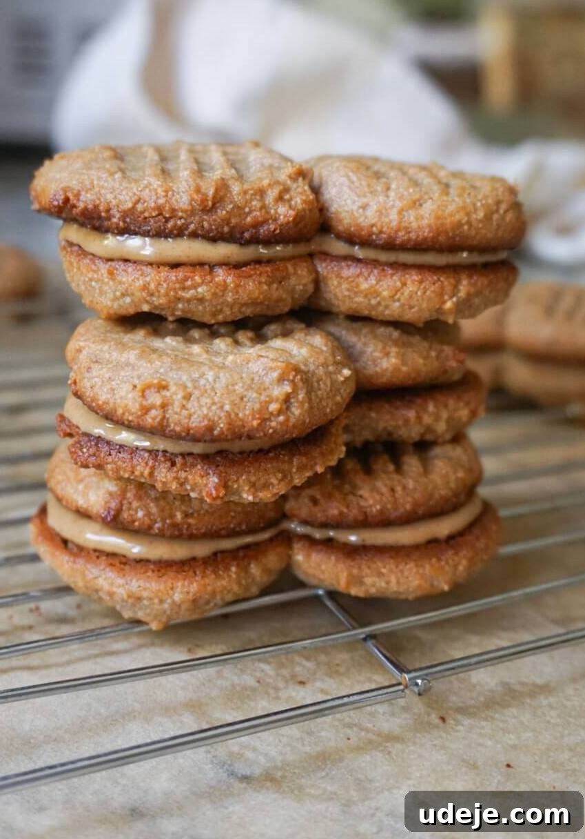 Classic Nutter Butter Cookies From Scratch 2 Healthier Homemade Nutter Butter Cookies, stacked and ready to eat.