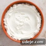 Orange-brown bowl with labneh spread inside