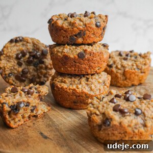 Peanut Butter Oatmeal Muffins, vegan and gluten-free, ready to eat.