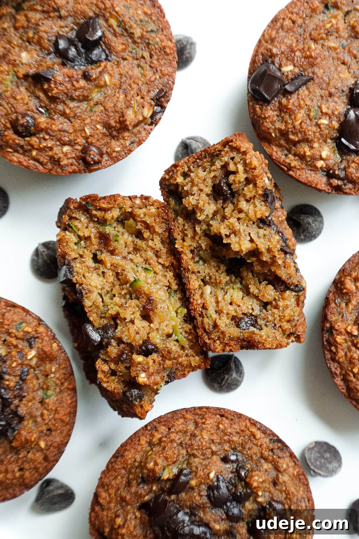 Perfectly Healthy Zucchini Muffins Vegan Gluten Free 2 One-bowl vegan zucchini muffins with melty chocolate chips inside