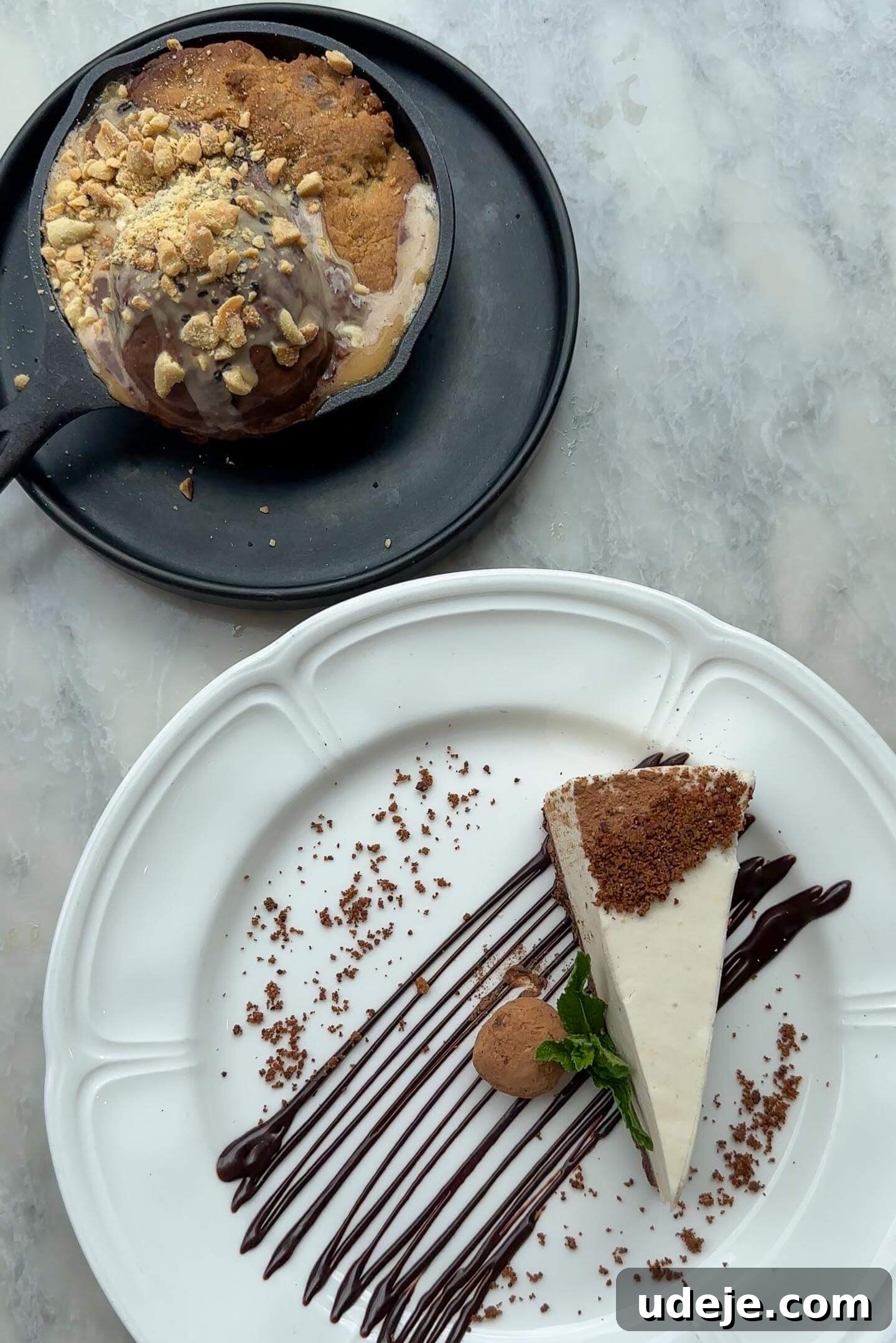 The Ultimate New York City Vegan Restaurant and Cafe Guide 8 vegan cookie skillet and vegan cheesecake at Willow, a cozy vegan comfort food restaurant in NYC.