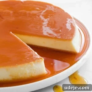 Creme caramel on a serving dish