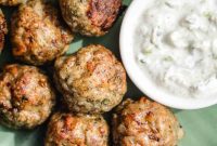Baked Greek Chicken Meatballs with Zesty Tzatziki