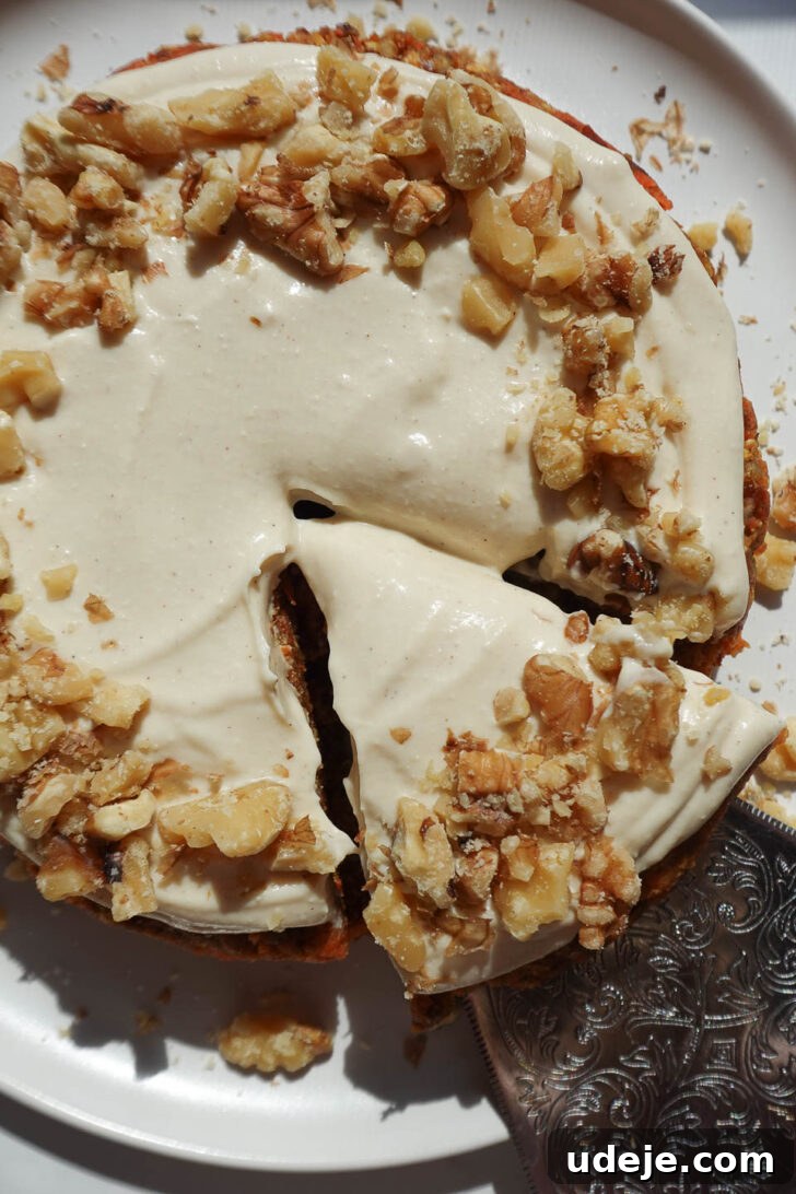Dreamy No Bake Carrot Cake 5 Overhead view of no bake carrot cake with cream cheese frosting