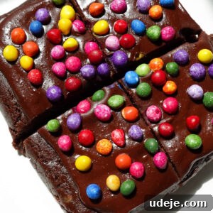 No-Bake Vegan Gluten-Free Cosmic Brownies (Small Batch) 14 No bake cosmic brownie sliced into 4 pieces.