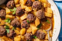 One-Pot Lemony Greek Meatballs and Potatoes (Stovetop)